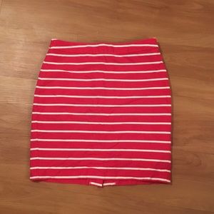 Red and white stripe banana republic skirt